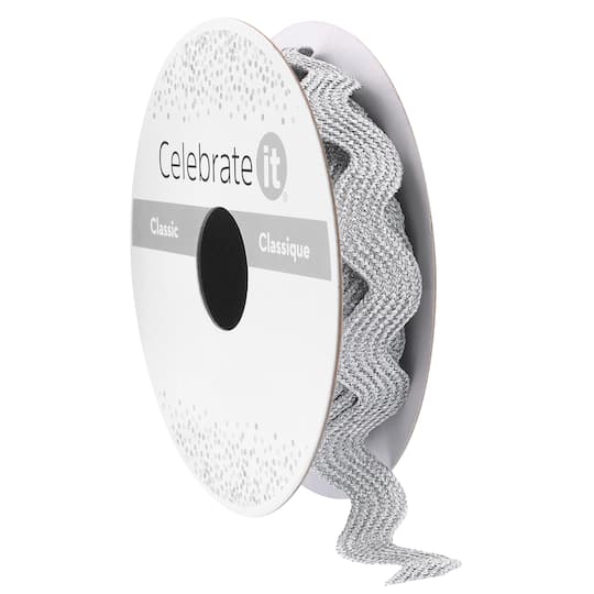 5/8" x 4yd. Silver Metallic Ric Rac Trim Ribbon by Celebrate It® Classic